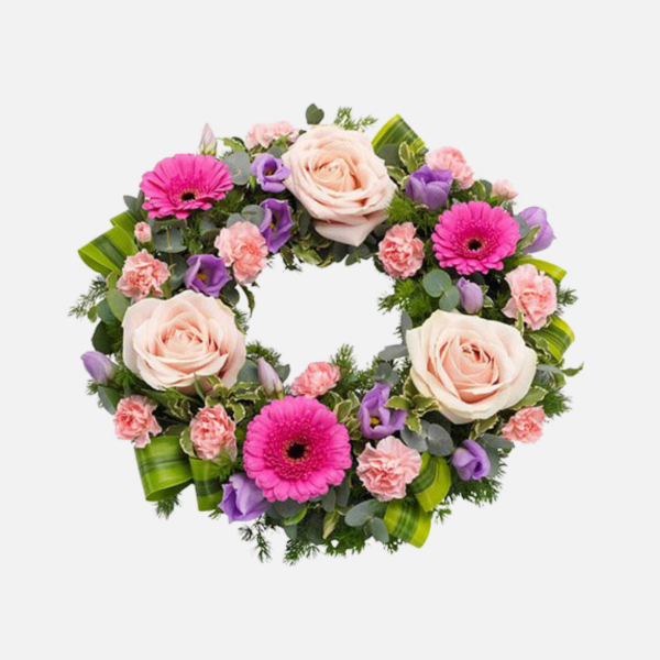 Shades of Pink Funeral Wreath